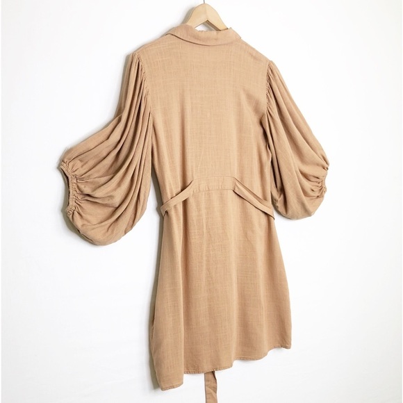 Girl and the sea tan button down shirt, dress - Picture 6 of 11